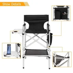 Karl Home 31in Portable Foldable Director Chair Makeup Artist Chair With Side Table Black -Karl Home Shop GUEST 0157b57e ca95 45e2 8704 45f6df4eed11