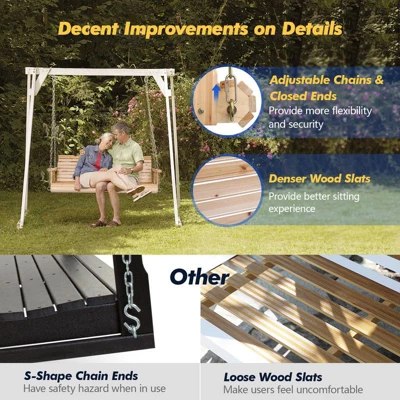 Karl Home | 4ft 2-Personn Nature Outdoor Fir Wood Hanging Porch Swing 5 Karl Home | 4ft 2-Personn Nature Outdoor Fir Wood Hanging Porch Swing - Image 3