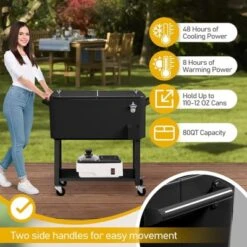 Karl Home Black Detachable 80 Qt. Outdoor Rolling Cooler Cart -Karl Home Shop GUEST 095f241c a727 4763 9c78 baad802a0df9