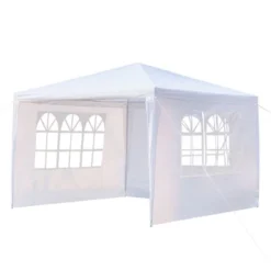 Karl Home | 10 Ft. X 10 Ft. White Iron-Framed PE-Clothed Party Tent With 3 Sidewalls -Karl Home Shop GUEST 0aa16d92 a022 4151 8026 d1609b75e73c