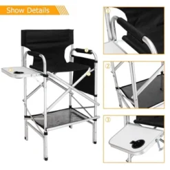Karl Home 31in Portable Foldable Director Chair Makeup Artist Chair With Side Table Black -Karl Home Shop GUEST 0b163fce 6a4a 4df2 8de1 170fed1f5db1