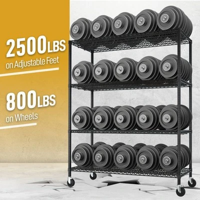 Heavy Duty Storage Metal Adjustable Shelves Wire Shelving Unit With Wheels 2500LBS NSF 8 Heavy Duty Storage Metal Adjustable Shelves Wire Shelving Unit With Wheels 2500LBS NSF - Image 6