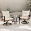 Patio 3-Piece All Weather Wicker Swivel Rocking Patio Conversation Set With Beige Cushions -Karl Home Shop GUEST 11053407 bb39 4519 9f1d 2ce999caaa69