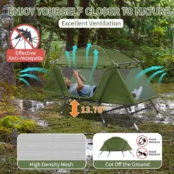 Karl Home | Military-green Camping Cot With Canopy