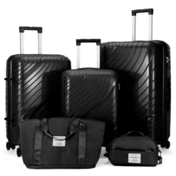 Karl Home Luggage Sets 5 Piece Hardside Hard Shell Travel Suitcases With TSA Lock Black -Karl Home Shop GUEST 15107d9d 18e4 4917 9f05 09f8a5b60551