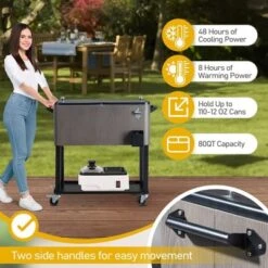 Karl Home 80 QT Wood Grain Patio Cooler Cart -Karl Home Shop GUEST 1524547e b47f 4aef a776 afa44e52b746