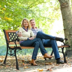 Karl Home|49 In. Metal And Wood Ourdoor Bench -Karl Home Shop GUEST 15955973 df36 4949 b801 17173bb0452c