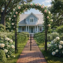 Karl Home 7.2 FT Outdoor Metal Arbor With Gate And Fence -Karl Home Shop GUEST 15d235ad 9f84 4626 b39c 507dbe021847