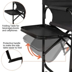 Karl Home 30in Portable Folding Director Chair With Collapsible Side Table Black -Karl Home Shop GUEST 15d63c13 ba04 42cc b883 97d2237186e0