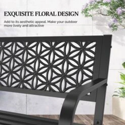 Karl Home | 50 In. Metal Outdoor Bench (7 Colors Available) -Karl Home Shop GUEST 19e19f5a f025 47fb 9d19 2bec3ba40901