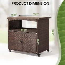 Karl Home Brown Rattan Bar Table With Wheels -Karl Home Shop GUEST 1ba3cdc8 4e92 4ac3 a8ed b40f5a8caf75