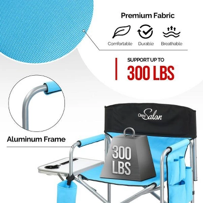Karl Home 25in Portable Folding Director Chair With Retractable Side Tables And Side Bags Blue 5 Karl Home 25in Portable Folding Director Chair With Retractable Side Tables And Side Bags Blue - Image 3