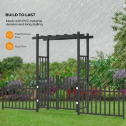 Karl Home 85 In. Black Pvc Garden Arbor With Gate And Fence