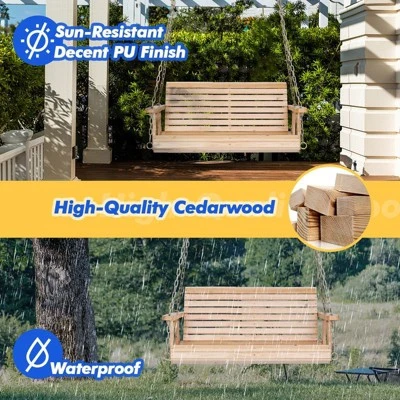 Karl Home | 4ft 2-Personn Nature Outdoor Fir Wood Hanging Porch Swing 3 Karl Home | 4ft 2-Personn Nature Outdoor Fir Wood Hanging Porch Swing