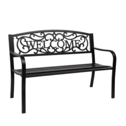 Karl Home | 47 In. Black Iron Outdoor Bench -Karl Home Shop GUEST 258ae2f9 366f 44e7 aea7 6cff0ac4e773