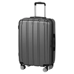 Karl Home 3 Piece Set Of Vertical Striped Trolley Cases (20in, 24in, 28in) ABS PC Material Black -Karl Home Shop GUEST 26041fc5 617a 436f a6ca a48c36286dbc