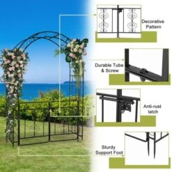 Karl Home 7FT Black Iron Garden Arbor With Gate -Karl Home Shop GUEST 27223478 0bcf 4f2a ba07 55b9b19fe234