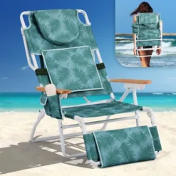 Karl Home Green Aluminum Folding Beach Chair(Set Of 1)