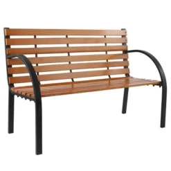 Karl Home|48 In. Metal And Wood Outdoor Bench -Karl Home Shop GUEST 298ef9ab 1216 4651 b20e 53e51d9272a4