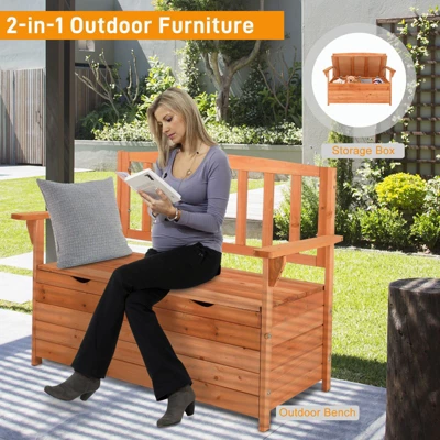 Karl Home | Wood Outdoor Storage Bench 4 Karl Home | Wood Outdoor Storage Bench - Image 2