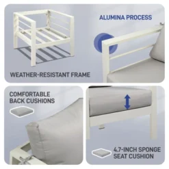 Karl Home White 4-Piece Aluminum Patio Conversation Set With Light Gray Cushions -Karl Home Shop GUEST 31208326 a43c 4fb6 b7df e3e349d90f08