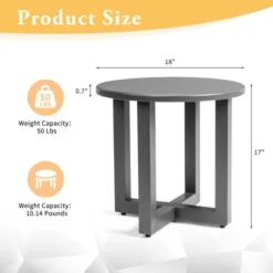 Karl Home Patio Gray Round Metal Side Table -Karl Home Shop GUEST 323591ce f12e 4395 bdb8 f75d14e11cd6