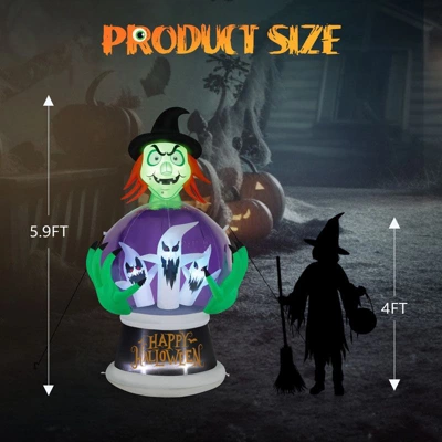Karl Home 5.9 FT Halloween Inflatable Witch Globe Outdoor Decorations 6 Karl Home 5.9 FT Halloween Inflatable Witch Globe Outdoor Decorations - Image 4