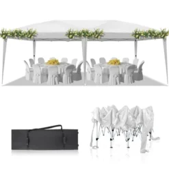 Karl Home | 10 Ft. X 20 Ft. White Iron-framed Fabric-clothed Party Tent Without Sidewalls