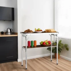 Karl Home Patio Brown Portable Folding Bar Table With Shelf -Karl Home Shop GUEST 3e817ddd 8acd 4c8d a115 e20b4a362ddd