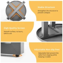 Karl Home Patio Gray Round Metal Side Table