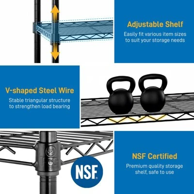 Karl Home | 59in. H X 21.25in. W X 11.42in.D 5 Layer Wire Shelving Unit 8 Karl Home | 59in. H X 21.25in. W X 11.42in.D 5 Layer Wire Shelving Unit - Image 6