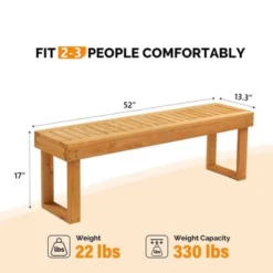 Karl Home | Light Brown Fir Wood Outdoor Bench