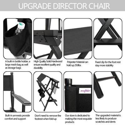 Karl Home Folding Director Chair Black 7 Karl Home Folding Director Chair Black - Image 5