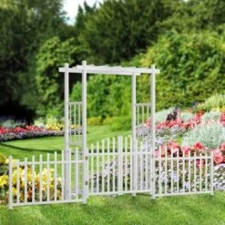 Karl Home 85 In. White Pvc Garden Arbor With Gate And Fence -Karl Home Shop GUEST 4225ed54 98ee 4c12 bf5f b097a1a71d4c