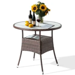Karl Home Patio Brown Wicker Round Bar Table -Karl Home Shop GUEST 433e7eb0 551e 4ab4 a1e4 ab915c107d1f