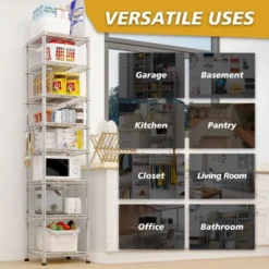 Karl Home 8 Tier Heavy Duty Adjustable Metal Traneka 70.87inch H Wire Shelving Unit With Wheels 1344 LBS NSF 16 Karl Home 8 Tier Heavy Duty Adjustable Metal Traneka 70.87inch H Wire Shelving Unit With Wheels 1344 LBS NSF -Karl Home Shop GUEST 43a012f0 2378 496a 97c8 6ba3da921f14