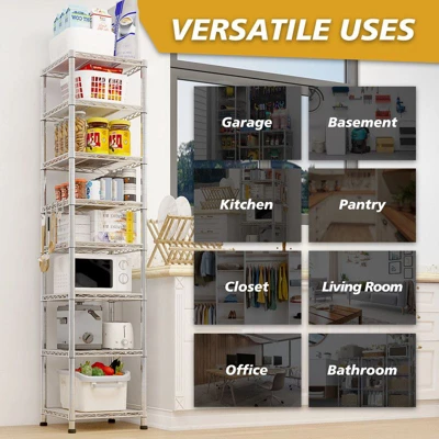 Karl Home 8 Tier Heavy Duty Adjustable Metal Traneka 70.87inch H Wire Shelving Unit With Wheels 1344 LBS NSF 9 Karl Home 8 Tier Heavy Duty Adjustable Metal Traneka 70.87inch H Wire Shelving Unit With Wheels 1344 LBS NSF - Image 7