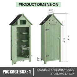 Karl Home 70'' H Green Solid Wood Outdoor Storage Shed