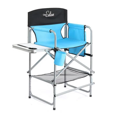 Karl Home 25in Portable Folding Director Chair With Retractable Side Tables And Side Bags Blue 9 Karl Home 25in Portable Folding Director Chair With Retractable Side Tables And Side Bags Blue - Image 7