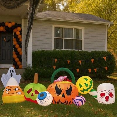 Karl Home 8FT Halloween Inflatables Pumpkins Eyeball Candy Outdoor Decorations 4 Karl Home 8FT Halloween Inflatables Pumpkins Eyeball Candy Outdoor Decorations - Image 2