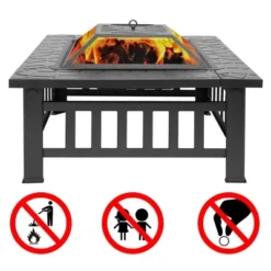 Karl Home | 31 In. Black Metal Patio Square Fire Pit -Karl Home Shop GUEST 4ee87846 dcf1 4bc9 9e5f 060abfbf3484