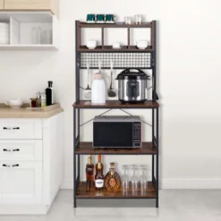 Karl Home 5-Tier Kitchen Bakers Rack With 10 S Hooks And 3 Cubes Rustic Brown -Karl Home Shop GUEST 511f8009 8fc1 4b1d 8533 1124a9acd00a