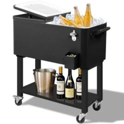 Karl Home Black Detachable 80 Qt. Outdoor Rolling Cooler Cart -Karl Home Shop GUEST 51a5bacd 9ff2 445b a8d3 32668834cfd6
