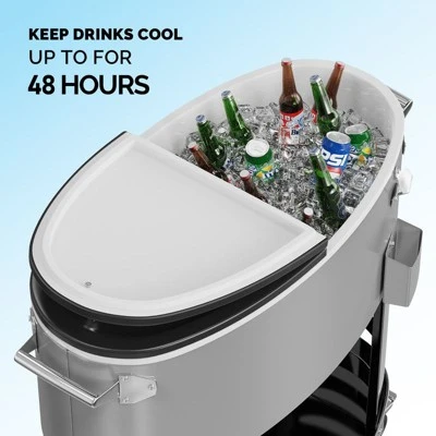 Karl Home 70QT Oval Freezer Patio Cooler Cart 9 Karl Home 70QT Oval Freezer Patio Cooler Cart - Image 7