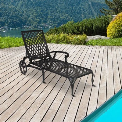 Karl Home |Black Outdoor Aluminum Chaise Lounge 11 Karl Home |Black Outdoor Aluminum Chaise Lounge - Image 9
