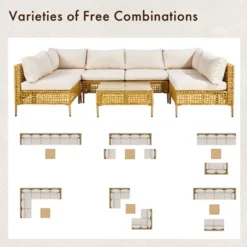 Karl Home Patio 7-Piece PE Wicker Sectional Conversation Set -Karl Home Shop GUEST 5af5d850 e4ec 48f7 83fd b742f7f7d21c