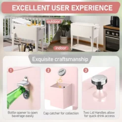 Karl Home 80 QT Pink Patio Cooler Cart -Karl Home Shop GUEST 5b859325 6f42 4967 8124 6af8260ea8a7