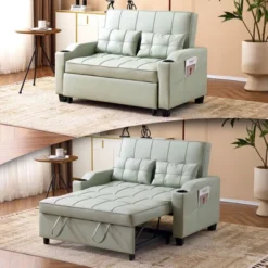 Karl Home |Tufted Upholstered Cat's ClaWide Leather Sleeper Sofa Bed -Karl Home Shop GUEST 5cb891ce f93a 496c bb9a b5e904617d55