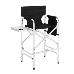 Karl Home 30in Portable Folding Director Chair With Collapsible Side Table Black -Karl Home Shop GUEST 5cbf383b ab5d 402e 82ee 512e73b80a58