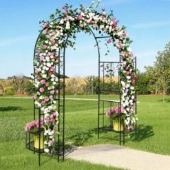 Karl Home 6.7' H Metal Outdoor Arbor With Screen -Karl Home Shop GUEST 6432edc1 dbc6 4e9a 87d7 290446148959